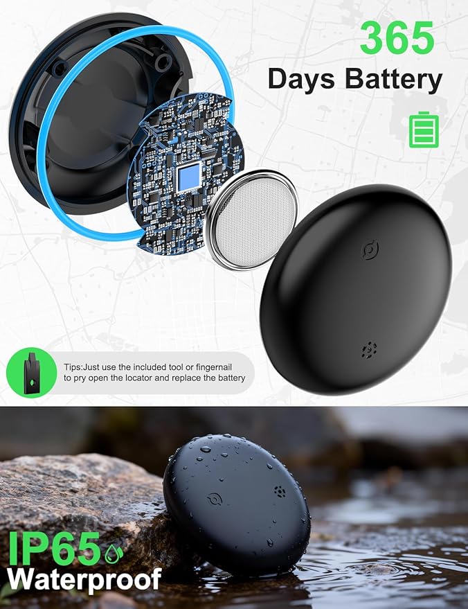 2-in-1 Air Tracker Tag for iOS & Android - Smart Tags Dual System Bluetooth Finder Compatible with Apple Find My & Android Find Hub, Mini GPS Tracker Item Finders for Keys, Wallet, Luggage, Pet, Bike