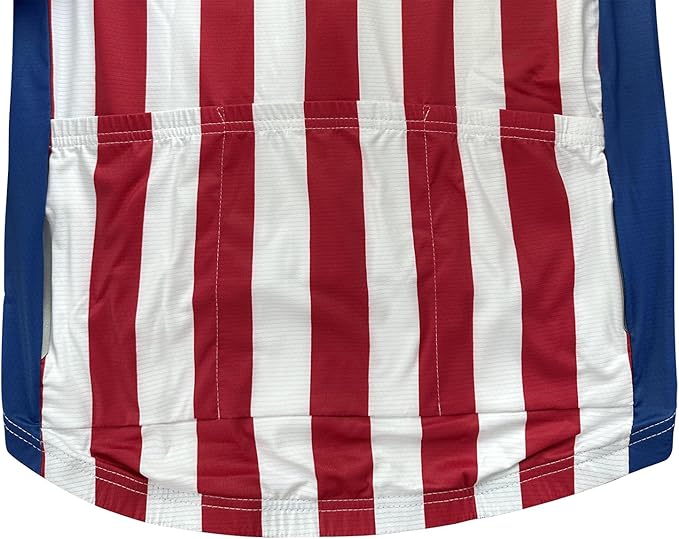 Lo.gas USA Cycling Jersey Men Short Sleeve Bike Biking Shirts American Flag Road Bicycle Clothing Full Zip with Pockets