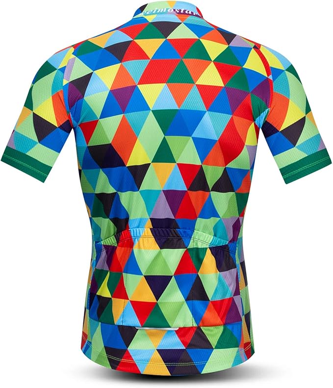 Cycling Jersey Short Sleeve USA Style Bike Tops with Pocket Reflective Stripe
