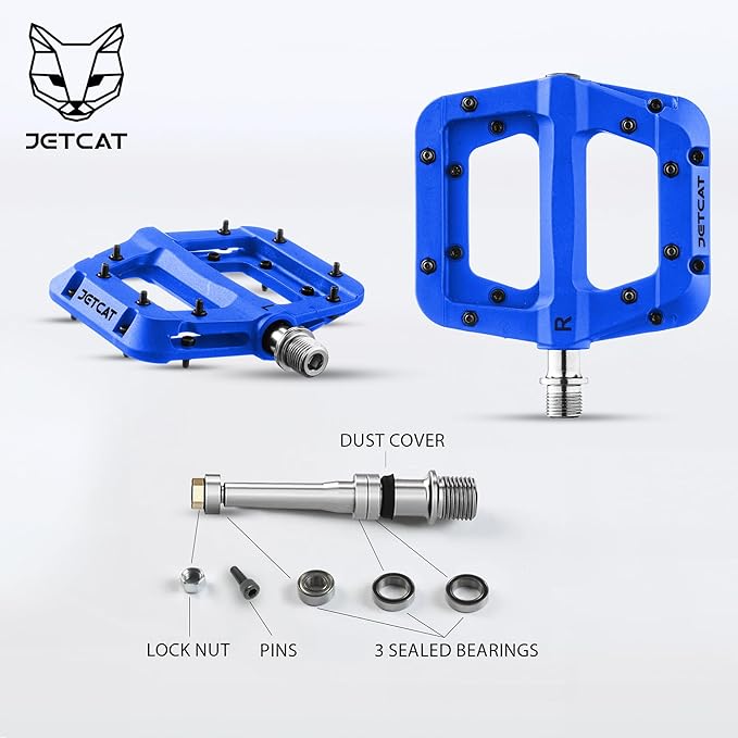 Mountain Bike Pedals Flat - MTB Pedals Flat, Bicycle Pedals for BMX/MTN/Road/Gravel/EBike, BMX Pedals, Platform Pedals, Adults & Kids Bike Replacement Upgrades Parts 9/16