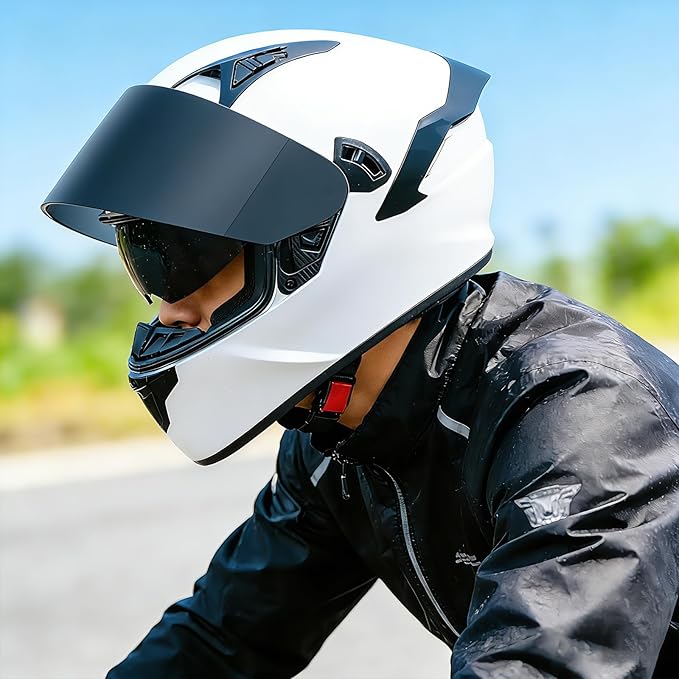 VCOROS Full Face Dual Visor Motorcycle Helmet for Adults Motorbike Street Bike Racing Helmets X9 DOT Approved with Black Visor