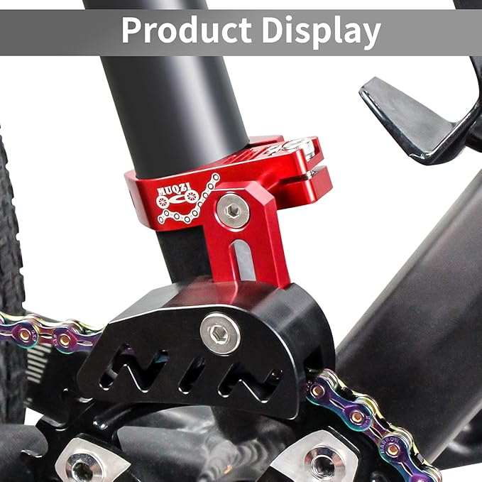 MUQZI Chain Guide, Aluminum Alloy Bike Chain Guide Mountain Bike Chain Deflectors Adjustable MTB Cycle Single Crankset Bicycle Chain Protector