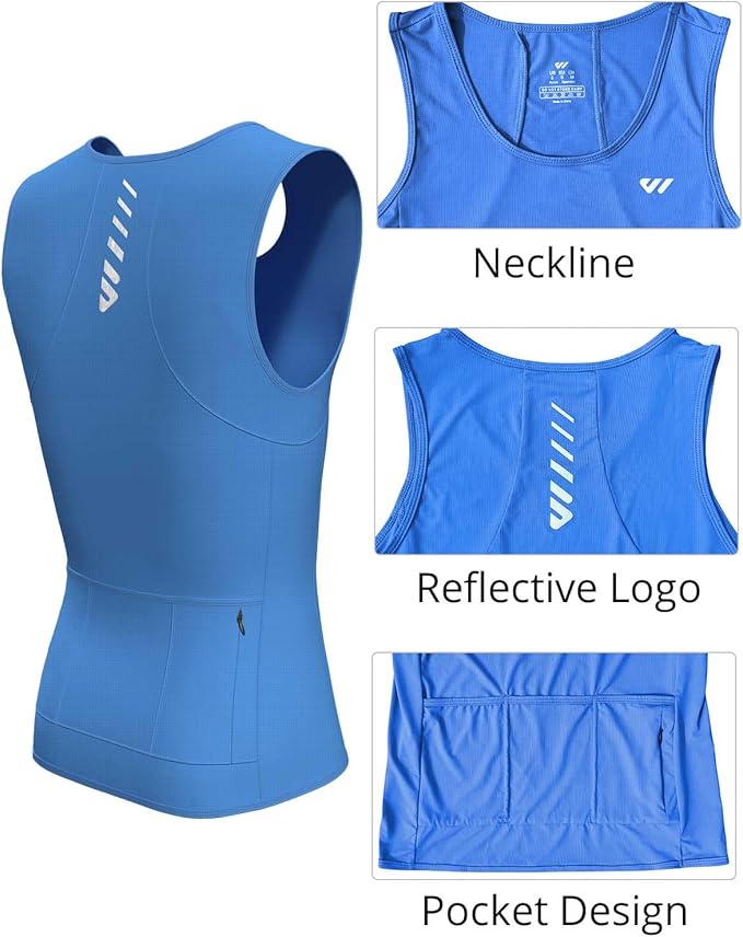 Lo.gas Sleeveless Cycling Jersey Men, Biking Base Layer Breathable and Lightweight with Back Pocket Sports Vest