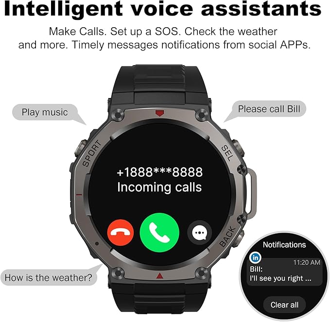 GPS Smart Watches for Men, Full Metal Body, 1.43" Display, 60 Days Battery, Answer/Make Call, Fitness Tracker with Heart Rate/SpO₂, 5ATM Waterproof, Compass/Altimeter SmartWatch for Android & iPhone.