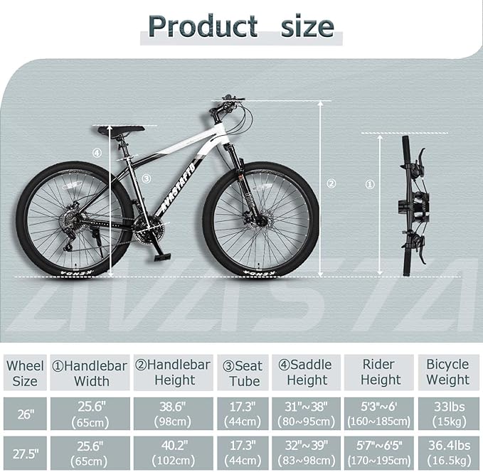 AVASTA Earth 26 27.5 inch Mountain Bike with 21-Speed, Aluminum Frame, Dual Disc Brake, Comfortable Saddle, Multiple Colors