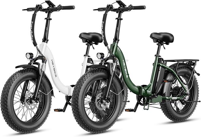 Heybike Ranger 2.0 Foldable Electric Bike for Adults, 20"×4 Fat Tire Ebike with 1400W Peak Motor, 28 MPH Max Speed, 600Wh Removable Battery, Up to 65 Miles Range, Front Suspension Step-Thru E Bike