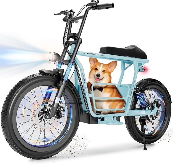 Caroma Peak 1200W/1000W/800W/500W Electric Scooter with Seat,16"/20" Fat Tire Ebike All-Terrain,Max 30Miles&20MPH Electric Scooter Adults,Electric Motorcycle Adults with Storage Basket for Cargo&Pets