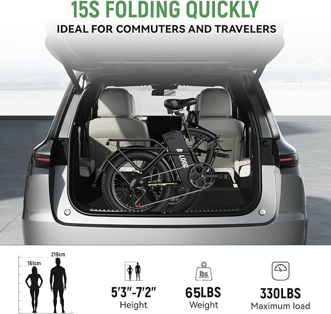 1000W Folding Electric Bike,48V 20AH Removable Battery E Bike,30+MPH,80 Miles Max Range Electric Bike for Adults,20" Fat Tire Foldable ebike,Adult Electric Bicycle for Commute Beach Snow