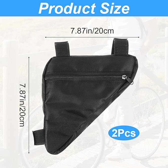 2PCS Bike Frame Bag Black Waterproof Mountain Bicycle Bag Small Bikes Top Tube Pouch for Road and Mountain Bikes Lightweight Cycling Storage Bags