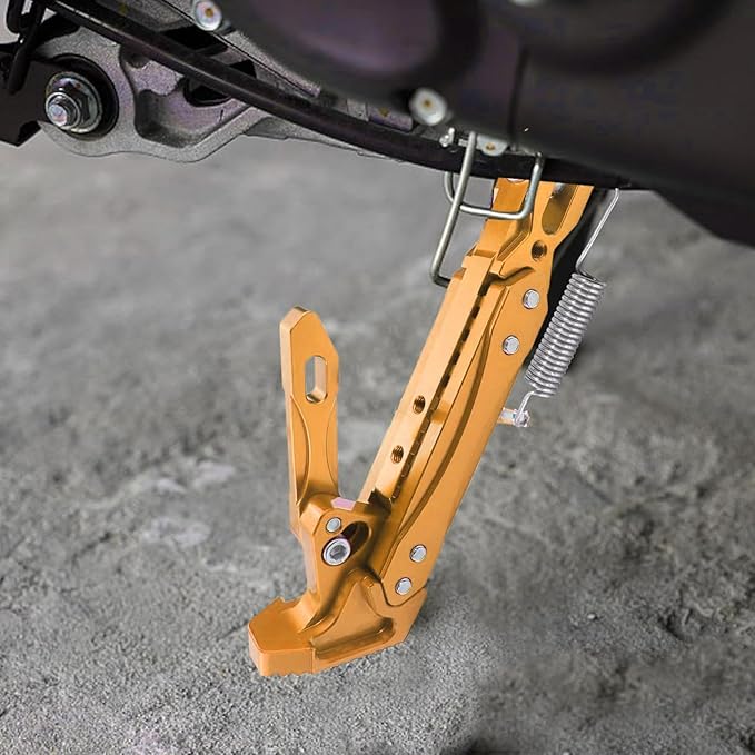Universal Motorcycle Kickstand Adjustable Foot Side Support Parking Kickstand for Electric Motorbike Parking Foot Side Support Stand (Gold-1)
