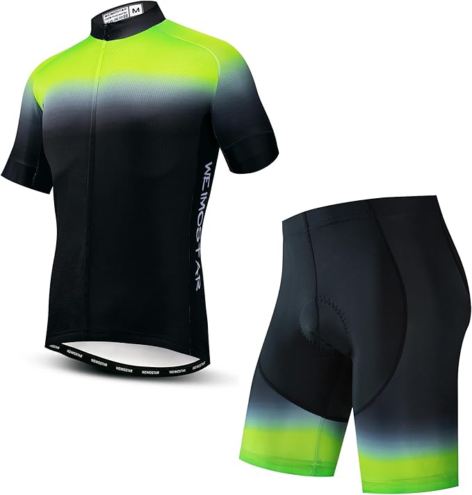 Hotlion Men's Cycling Jersey Sets Gel Pad Summer Bike Clothing Suit Breathable Bike Clothes with 3 Rear Pockets