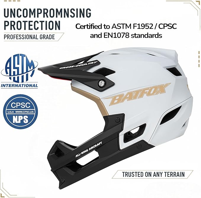 BATFOX Full Face Mountain Bike Helmet for Men Women Adult Helmet Downhill DH BMX MTB