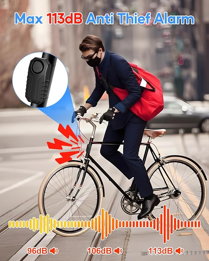 Cruxer Bike Alarm Remote Motion Sensor System, Motorcycle Alarm with Remote, 110dB Loud Anti Theft Bicycle Alarm, Wireless Waterproof Vibration Security for Vehicle&Car&Trailer