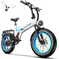 1500W Folding Electric Bike for Adults, 52V 20AH Large Removable Battery E Bike, 30+MPH, 80 Miles Max Range, 20" x4.0 Fat Tire Ebike, Dual Suspension Commute Electric Mountain Bicycle