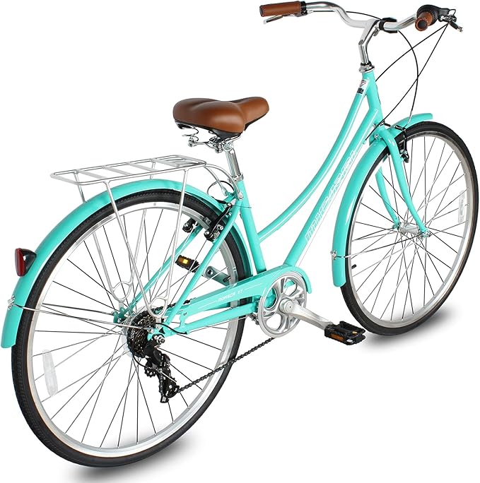 MICARGI 24/26 Inch Adult Cruiser Bicycle Hybrid Bike 1/7 Speeds Commuter Bike for Women, Men, Seniors,Step-Through or Step-Over Bike Steel Frame Multi Colors Style