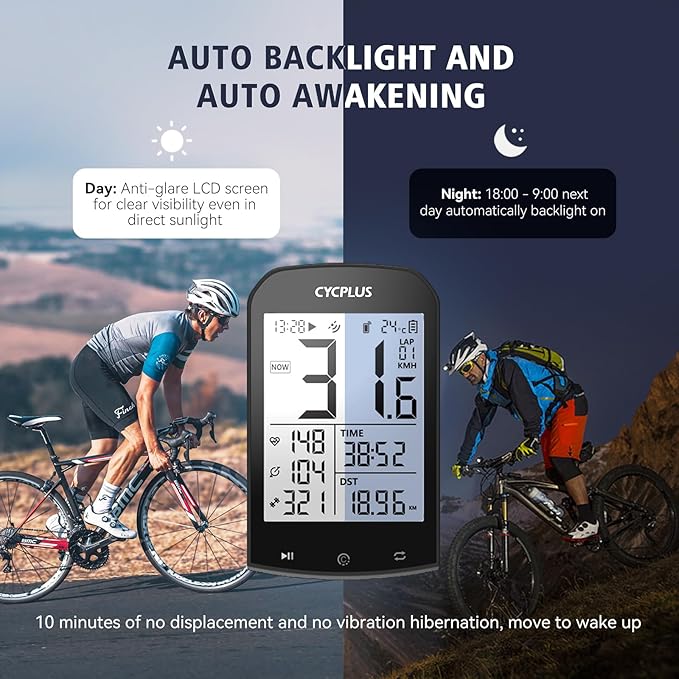 CYCPLUS GPS Wireless Bike Computer, Cycling Computer GPS with Bluetooth/ANT+, Bike Speedometer with 2.9" LCD Screen, Auto Backlight IPX6 Waterproof (New Upgraded)