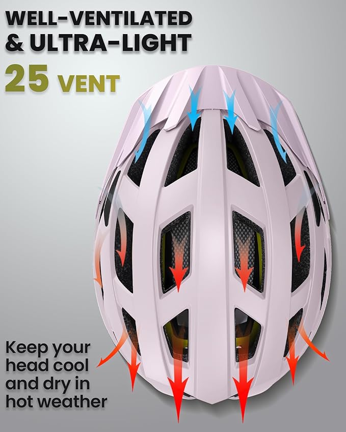 OutdoorMaster Gem Recreational MIPS Cycling Helmet - Two Removable Liners & Ventilation in Multi-Environment - Bike Helmet in Mountain, Motorway for Youth & Adult