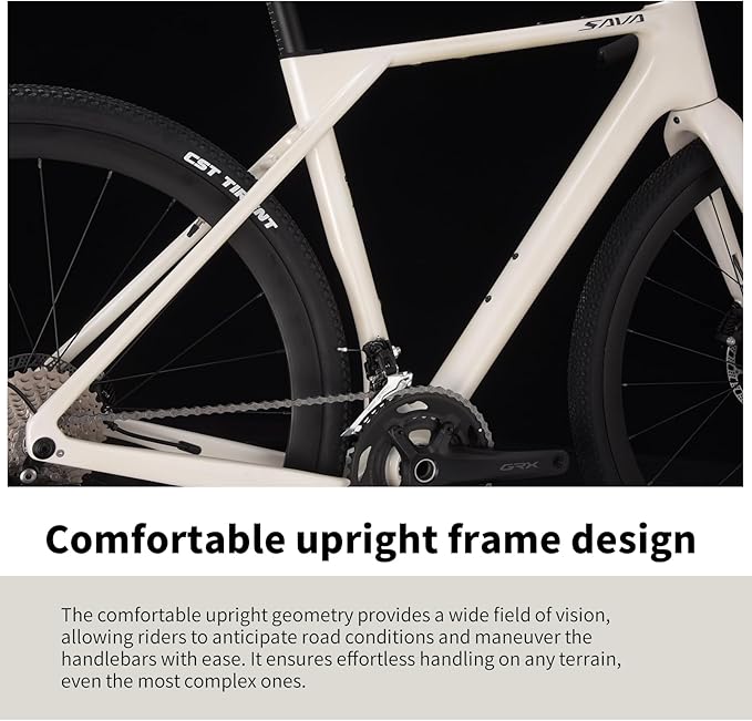 SAVADECK Carbon Gravel Bike - T800 Carbon Frame & Fork, Shimano GRX400 20-Speed Groupset, Hydraulic Disc Brakes, 700C x 40mm Tires - Lightweight Design for Road & Off-Road Adventures