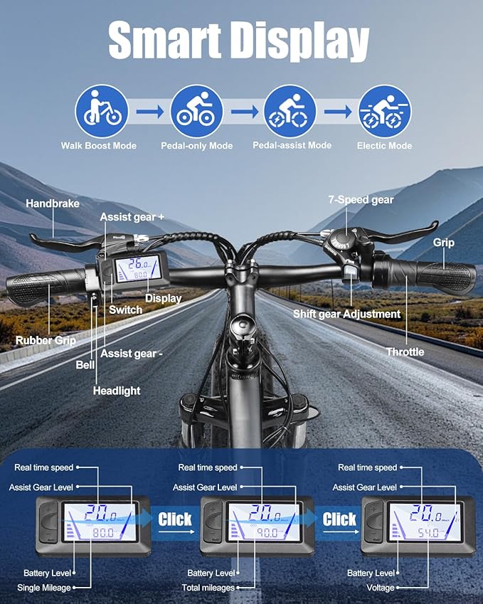 ZNH Electric Bike for Adults, 1000W Peak Motor 28MPH Mountain Ebike, 48V 13Ah Removable Battery Up to 65 Miles, 26" Electric Bicycle with 21-Speed Gear & Front Suspension, UL 2849 Certified