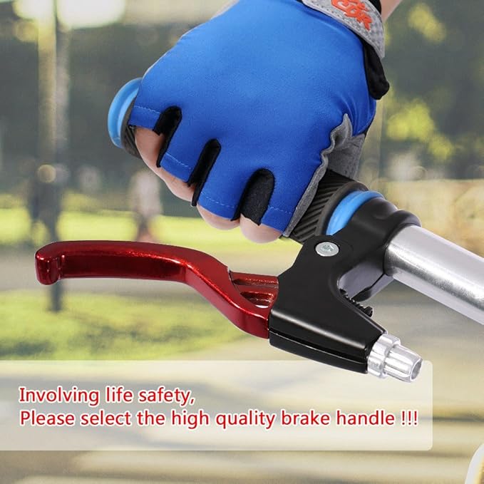 DISIWENE 1 Pair Bicycle Brake Lever, V-Brake Handlebar Aluminium Alloy Bike Brake Handle Universal 2.2cm for Most Bicycle, Road Bike, Mountain Bike (Red)