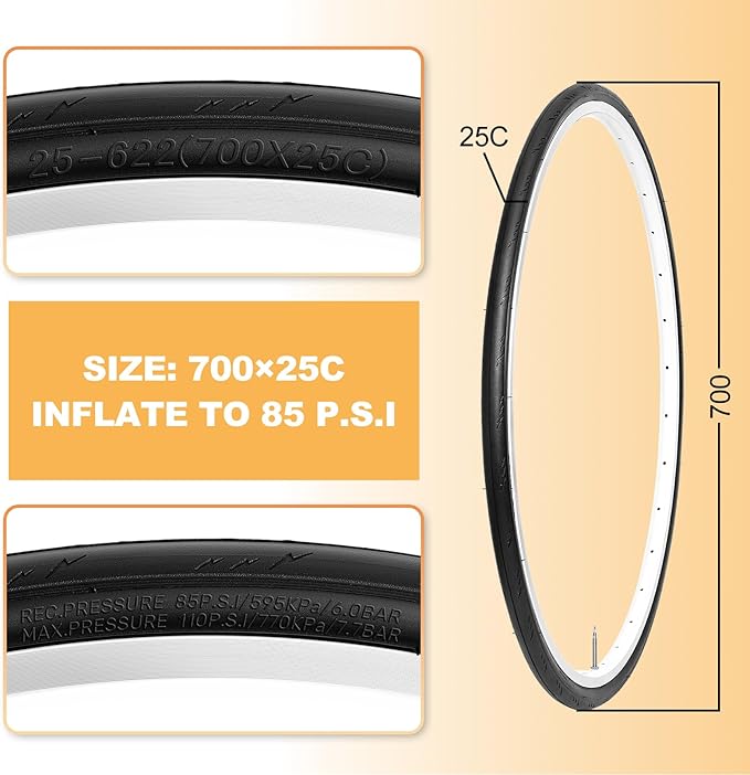 Hycline Road Bike Replacement Tire: 700x25C/700x28C/700Cx35C Folding High-Performance Wear-Resistant Bicycle Tires for City Commuter Road