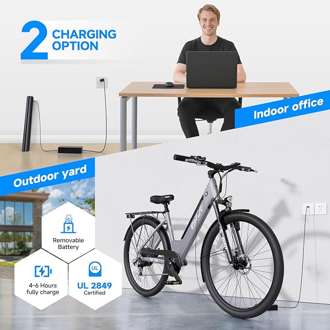 Electric Bike for Adults, 1200W Peak Commuter Ebike with 48V Built-in Battery 26" City Step Through E-Bike 7-Speed 65Miles 20Mph Urban Electric Bicycles for Women Men Teens