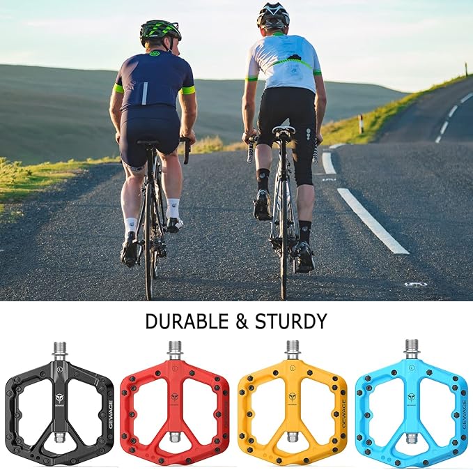 Mountain Bike Pedals - 9/16" Nylon Fiber Bicycle Flat Pedals -Bicycle Platform Pedals for Road Mountain BMX MTB Bike