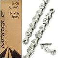 MARQUE 6/7/8 Speed Bike Chain - Bicycle Chain for Road & Mountain Bike, Quick Link Included for Easy Installation, 1/2 x 3/32 inch, 116 Links - MTB Chains Replacement (1 Set, 6/7/8 Speed Chain)
