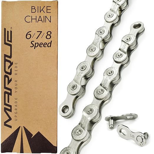 MARQUE 6/7/8 Speed Bike Chain - Bicycle Chain for Road & Mountain Bike, Quick Link Included for Easy Installation, 1/2 x 3/32 inch, 116 Links - MTB Chains Replacement (1 Set, 6/7/8 Speed Chain)
