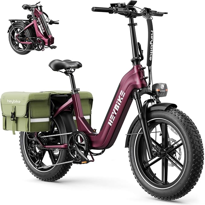 Heybike Ranger 20"x4.0" Fat Tire Folding Electric Bike for Adults, 1200W/1800W Peak Motor, 28/32MPH, up to 55/90 Miles Range, UL2849 Certified Removable Battery for Commute Beach Mountain Snow E Bike