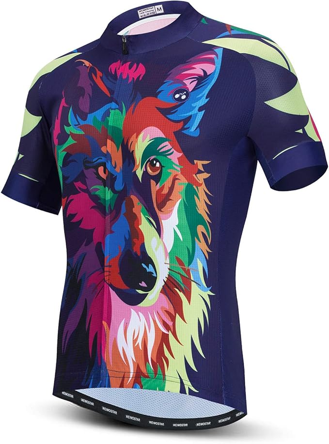 Men Cycling Jersey Skull Bike Short Sleeve Tops Quick-Dry Reflective 3-Pockets S-3XL