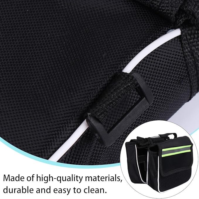 Bike Front Frame Bag 2pcs Waterproof Black Cycling Top Tube Storage Pouch Large Capacity for Mountain Bikes Riding Equipment