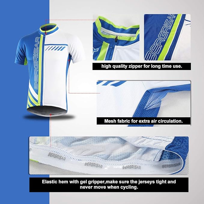 BERGRISAR Men's Cycling Jerseys Short Sleeves Bike Shirt