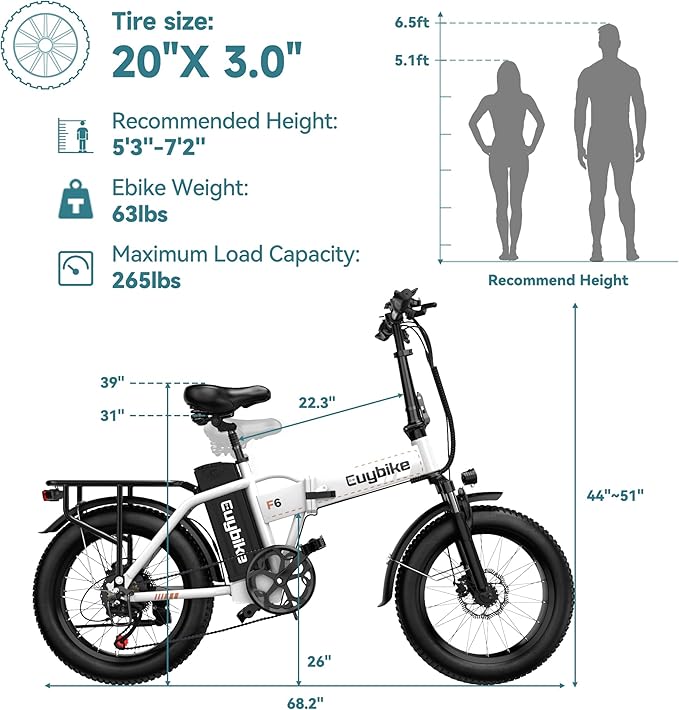 1000W Folding Electric Bike,48V 20AH Removable Battery E Bike,30+MPH,80 Miles Max Range Electric Bike for Adults,20" Fat Tire Foldable ebike,Adult Electric Bicycle for Commute Beach Snow