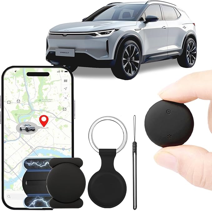 GPS Tracker for Cars （Only Android ） Strong Magnetic, No Monthly Fee, Waterproof, 365-Day Battery, Mini & Hidden Vehicle Tracker (Black 1 Set)