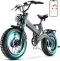 2000W/3000W Peak Motor Electric Bike for Adults, 48V/52V 25AH/30AH Battery Full Suspension Foldable Ebike, 20"x4.0" Fat Tires 35MPH Dirt Bike, 100/120 Miles Hydraulic Brake Magnesium Alloy Motorcycle