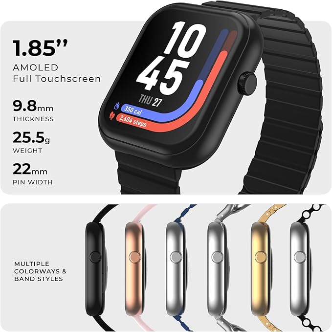 iTouch AIR 5 Smartwatch – 1.85” AMOLED Display, Bluetooth Calling, 100+ Sport Modes, Heart Rate, SPO₂, Stress & Sleep Tracking, IP68 Water Resistant, 7-Day Battery Life – for Android & iOS