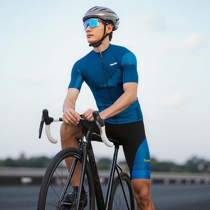 Santic Men’s Cycling Jersey Short Sleeve Bike Shirts for Men Bicycle Jacket with Pockets Breathable & Quick Dry Yorkson