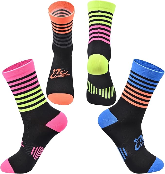 Mens and Womens Anti Odor Blister Resistant Seamless Thin Compression Quarter Crew Athletic Cycling Socks