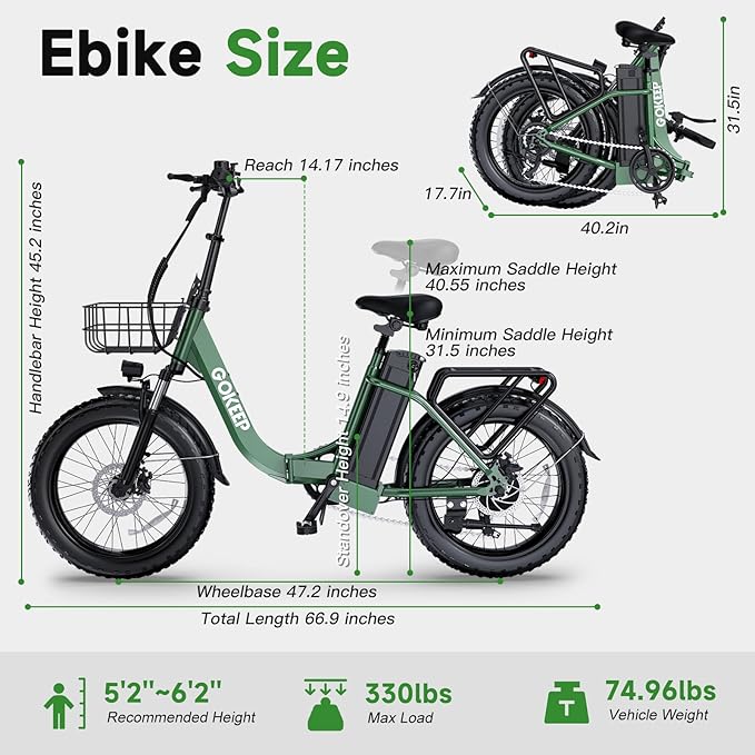 Electric Bike for Adults with 1300W Peak Power, 676WH Removable Battery E-Bike, Max 75Miles & 28MPH, 7-Speed, 20'' Folding Electric Commuter Bicycles, UL2849 Certified