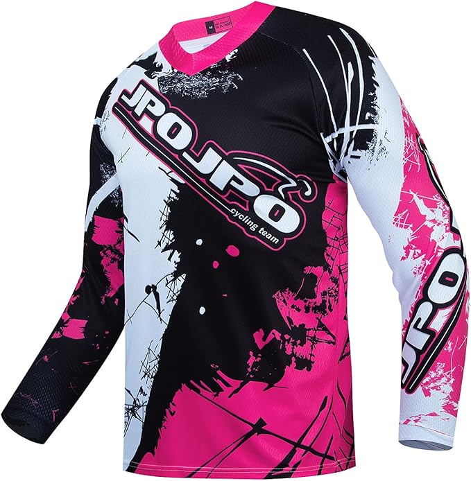 JPOJPO Men's Mountain Bike Jersey Long Sleeve MTB Off-Road Racing Downhill Motocross Shirts Quick Dry&Moisture-Wicking Tops