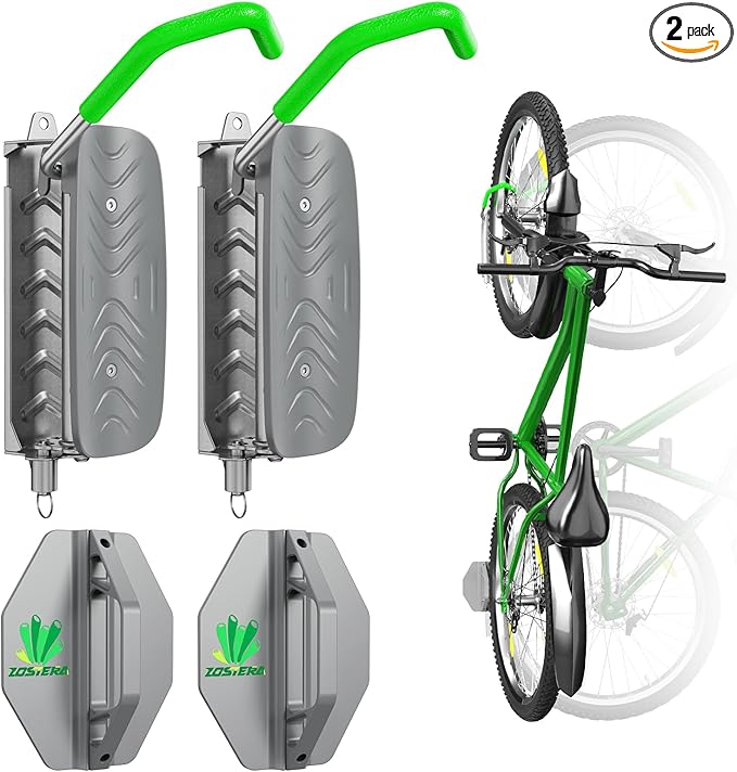 Swivel Bike Wall Mount Rack, Bike Hangers for Garage, 150° Swivel & Space-Saving Vertical Bike Hangers for Storage, Sturdy Bike Stand Holds Up to 66lbs, Easy to Install，2Pack