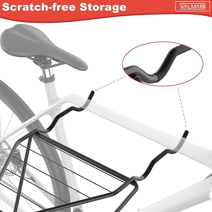 WALMANN Wall Mounted Horizontal Bike Rack, Foldable Space Saving Bicycle Storage for 4 Bikes, Indoor Bike Storage for Garage