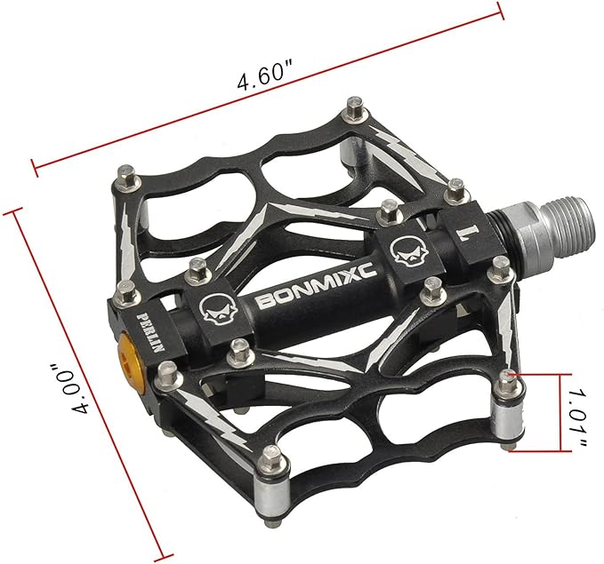 Bike Pedals 9/16" Skull Pattern Mountain Bike Pedals Sealed Bearing Bicycle Pedals Aluminum Alloy Flat Road Bike Pedals