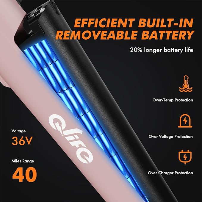 Qlife Cityone Electric Bike for Adults & Teens, Step-Through Commuter Ebike, 1000W Peak Motor, 55-Mile Range, 48V Removable Battery, 26-Inch City Tires, 7-Speed, Up to 25 MPH