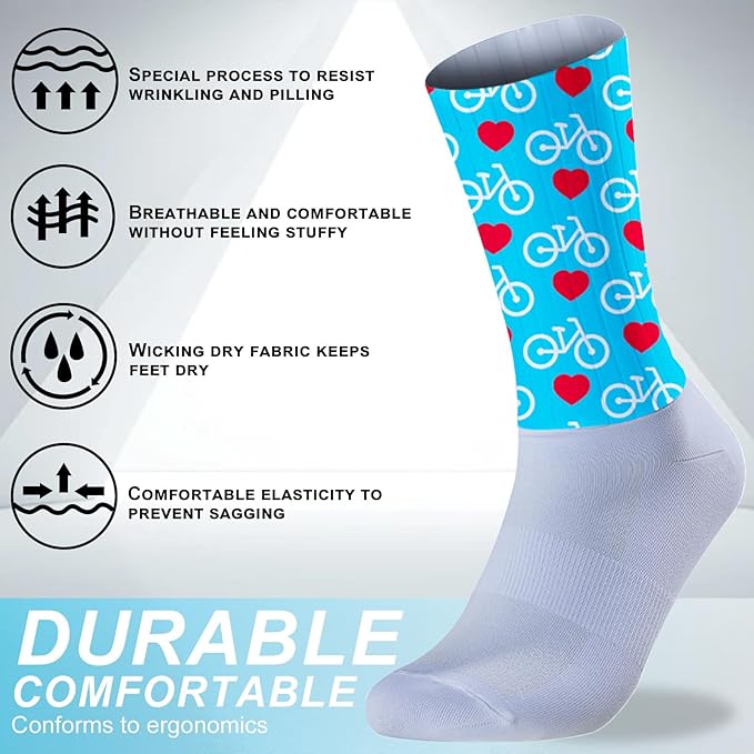 Cycling Socks Athletic Crew Socks Breathable Cushioned Compression Running Hiking Socks For Mens Womens