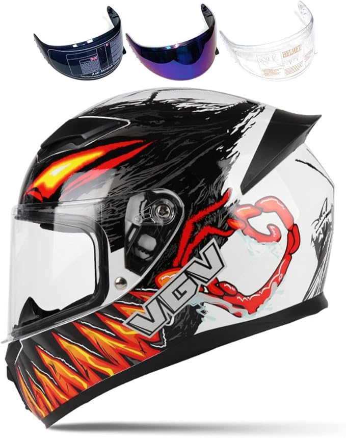 Full Face Motorcycle Helmet Racing Motocross Helmets with Pinlock Compatible Clear&Tinted Visors DOT Model Approved Street Bike Helmet