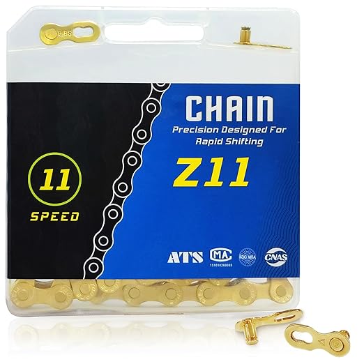 Bike Chain,11 Speed Bike Chain 1/2" x 11/128" 116 Links Bicycle Chain for Road Mountain Folding Racing Cycling Bikes (Gold-11 Speed)