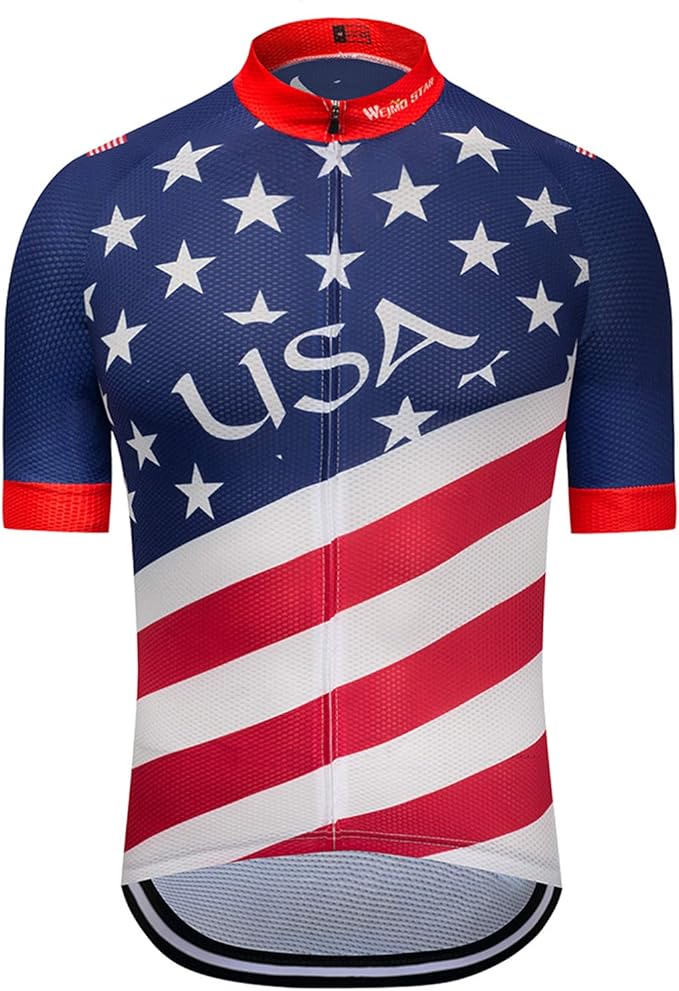Cycling Jerseys Men Bicycle Short Sleeve Summer Shirt Bike Biking Tops Riding Clothing Flag