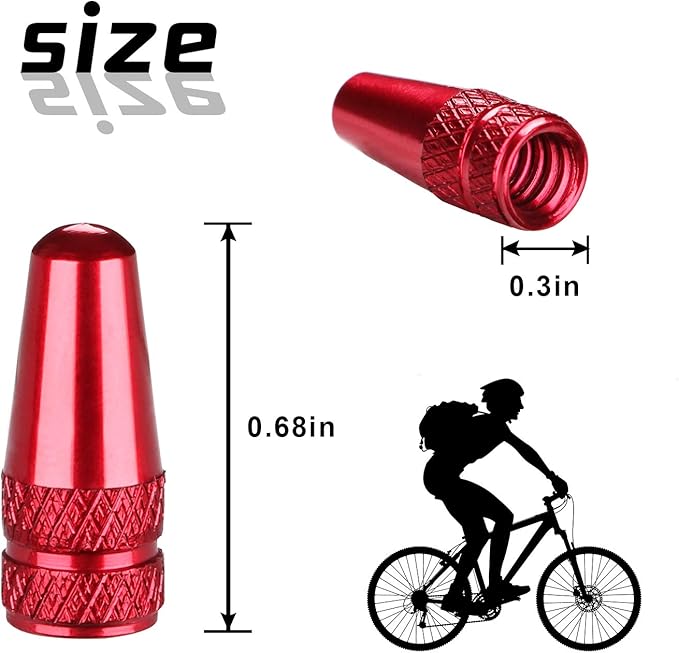 Aluminum Presta Valve Stem Caps – Red Tire Air Dust Covers for Bike (4 Pack) – Fit French Valves on Road, MTB, Hybrid, Racing, Fitness, Folding & Fat Bikes